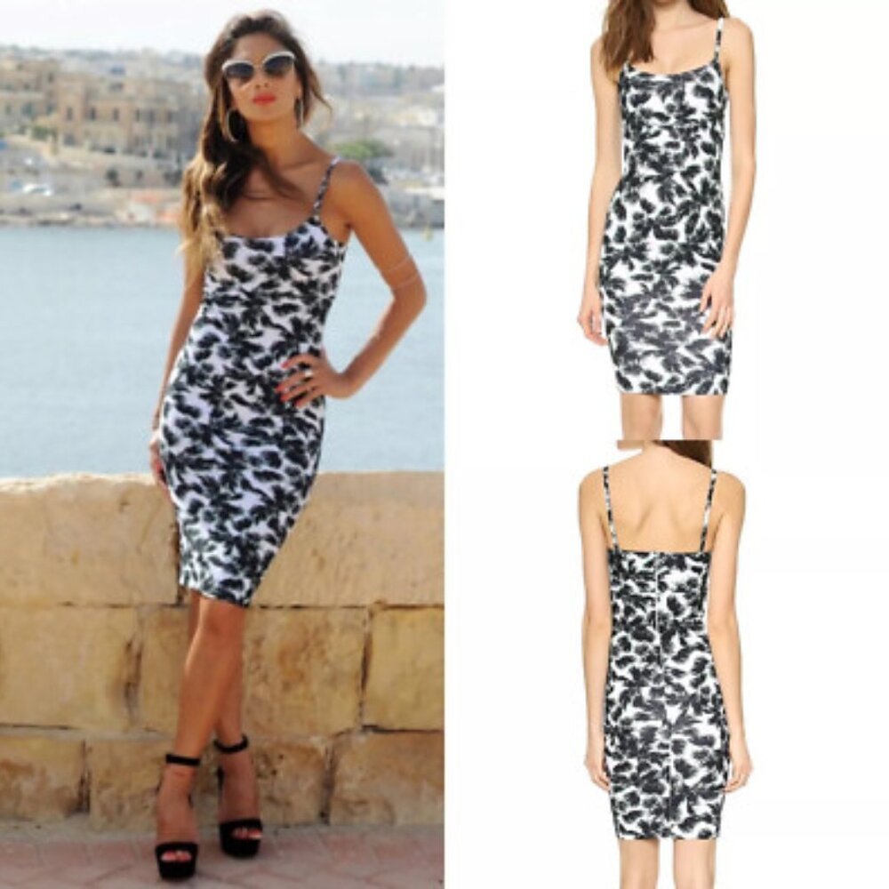 Torn by Ronny Kobo Dress Women's Small Palm Tree Print Sleeveless Bodycon